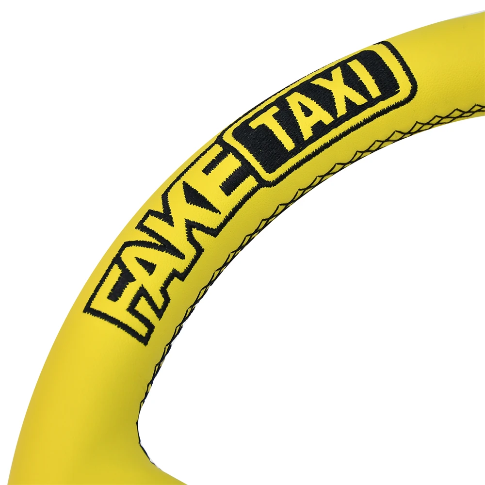 TIYPEOR 320 مللي متر عجلة توجيه سيارة من الجلد الأصفر عجلة توجيه عميقة مقعرة الانجراف سباق عجلة القيادة مع غرزة سوداء مطرزة #5