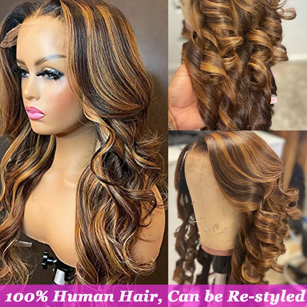 Peruca brasileira de onda corporal destaque para mulheres negras, perucas de cabelo humano, 13x4, 13x6, HD Lace Frontal, Honey Blonde, Sale