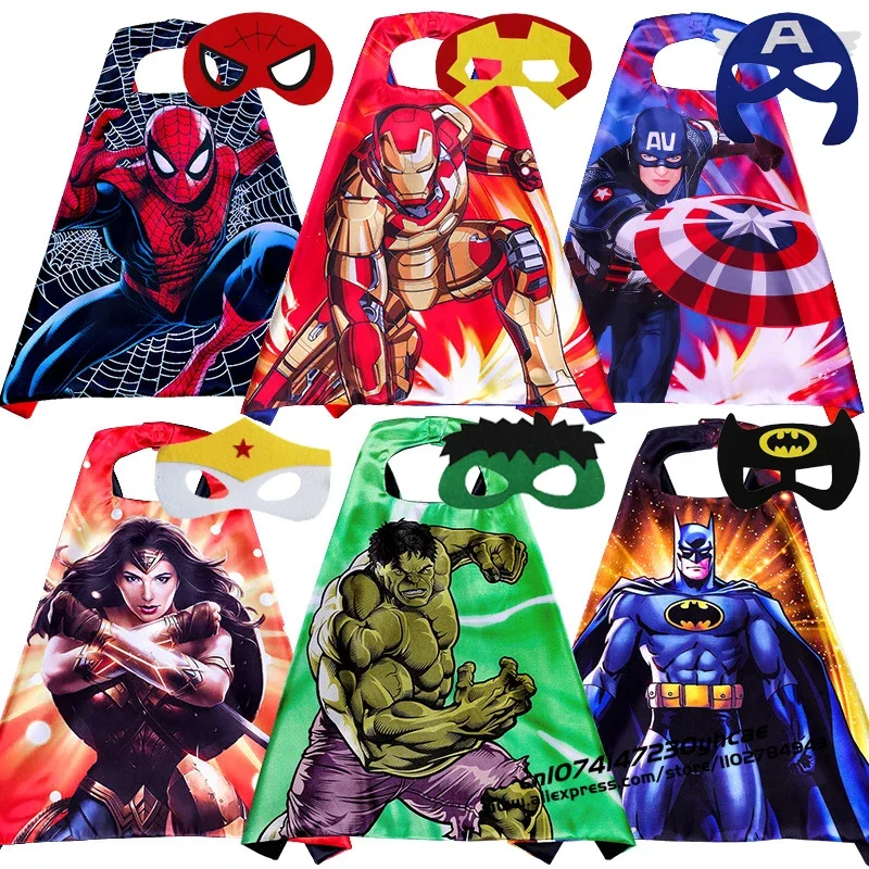 Disney Marvel Masquerade Frozen Mask Cape Cloak Anime Spider Man Batman Cloak Action Figure Marvel Toys Cosplay Child Party Gift