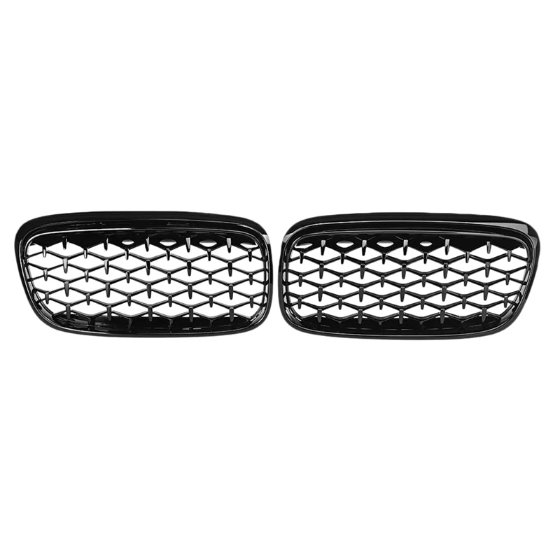 

2X Gloss Black Front Kidney Bumper Grille Mesh Diamond For -BMW F45 F46 Active Tourer 2014-2018