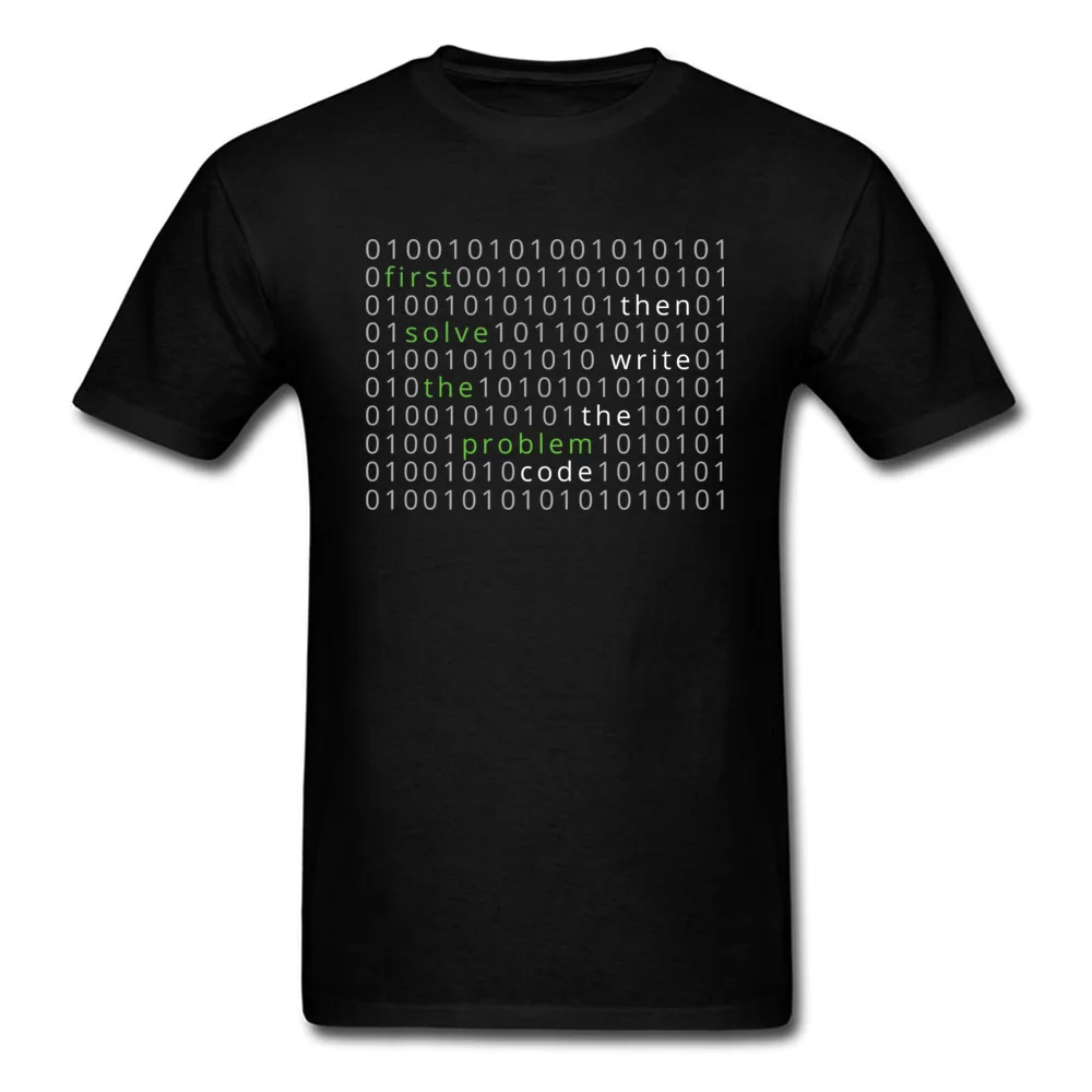 WordCloud First Solve the Problem Code Tshirts Program Hacker Problemmer IT Computer Camisa Tops & Tees Men Funny O-Neck