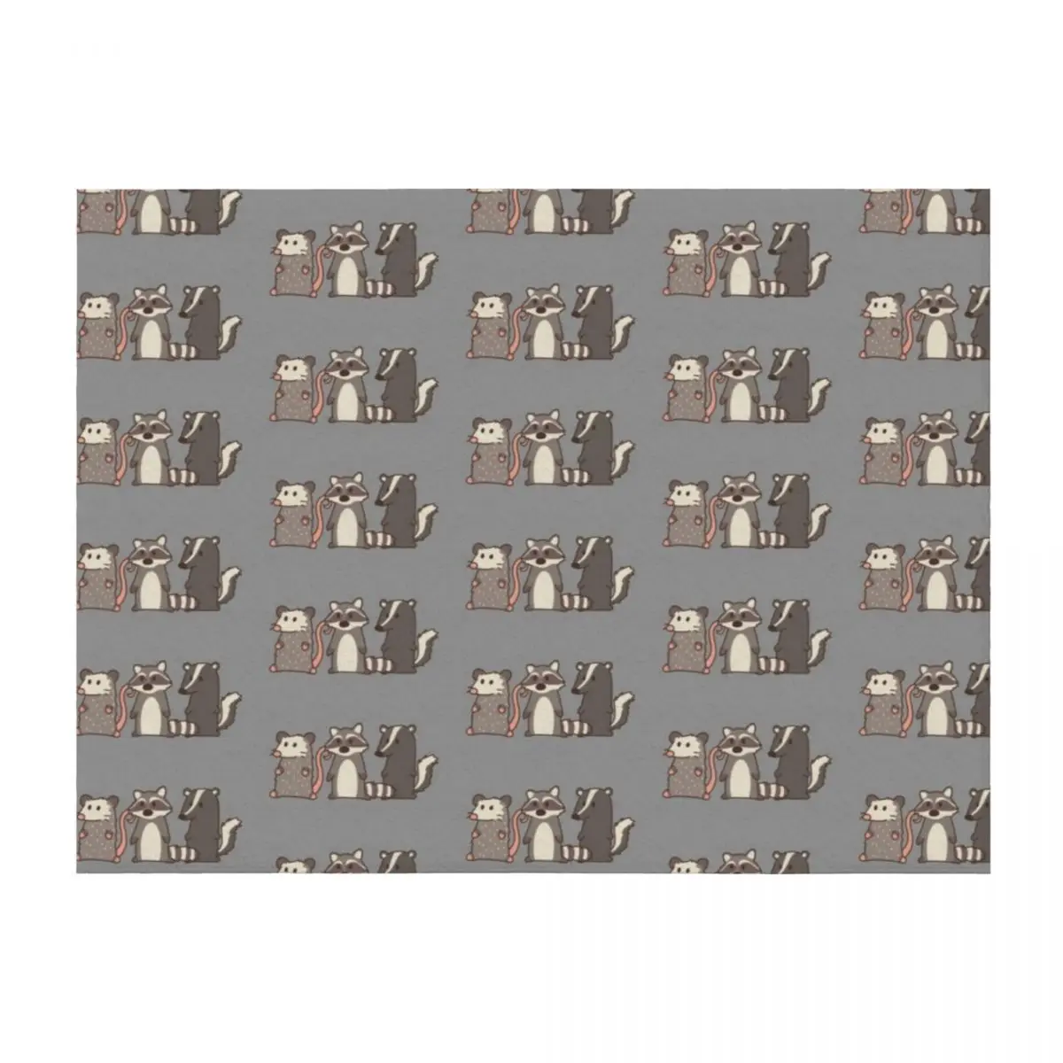 

raccoon, opossum & skunk woodland friends Throw Blanket halloween Blankets Sofas Of Decoration Fashion Sofas Camping Blankets