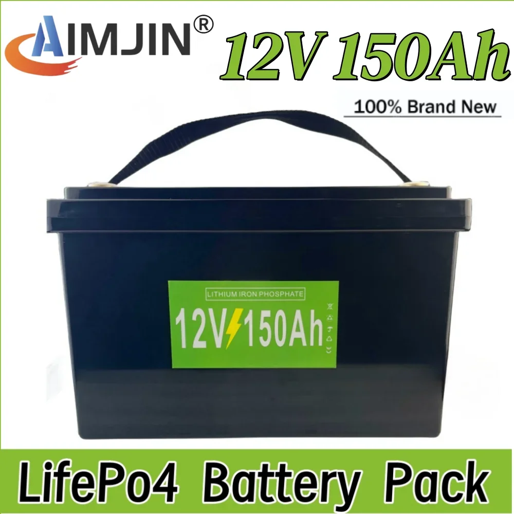 

New 12V 150Ah LifePo4 Battery Built-in BMS Rechargeable Lithium ion For RV Campers Golf Cart Solar Storage