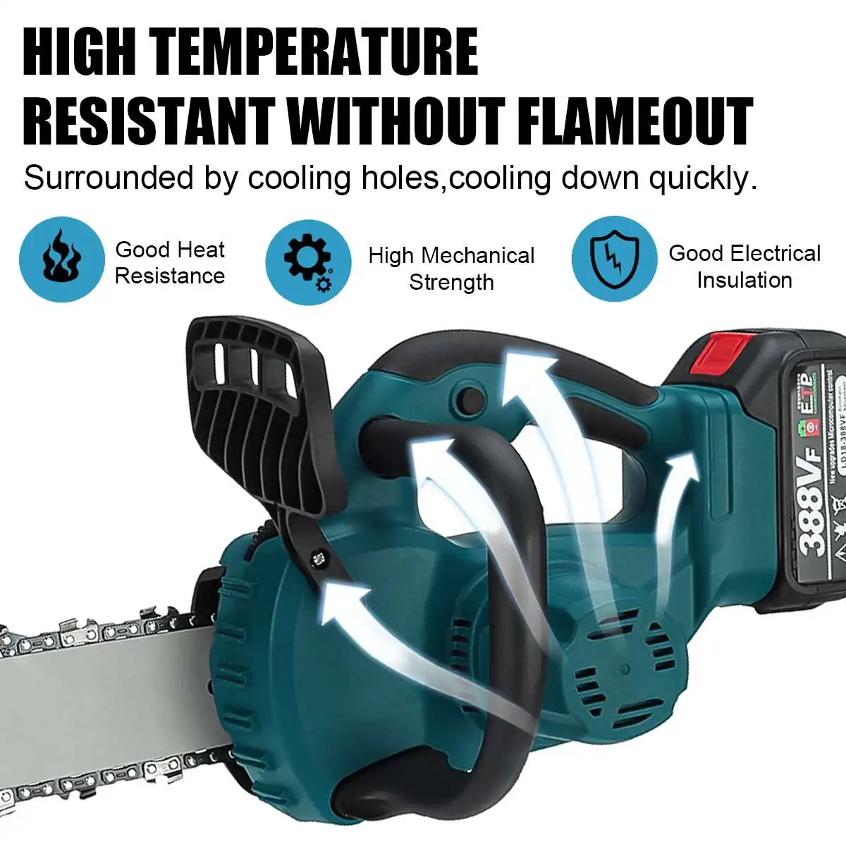 10 Inch Brushless Electric Chainsaw Cordless Handheld Chain Saw Garden Wood Tree Branches Cutting Tool for Makita 18V Battery