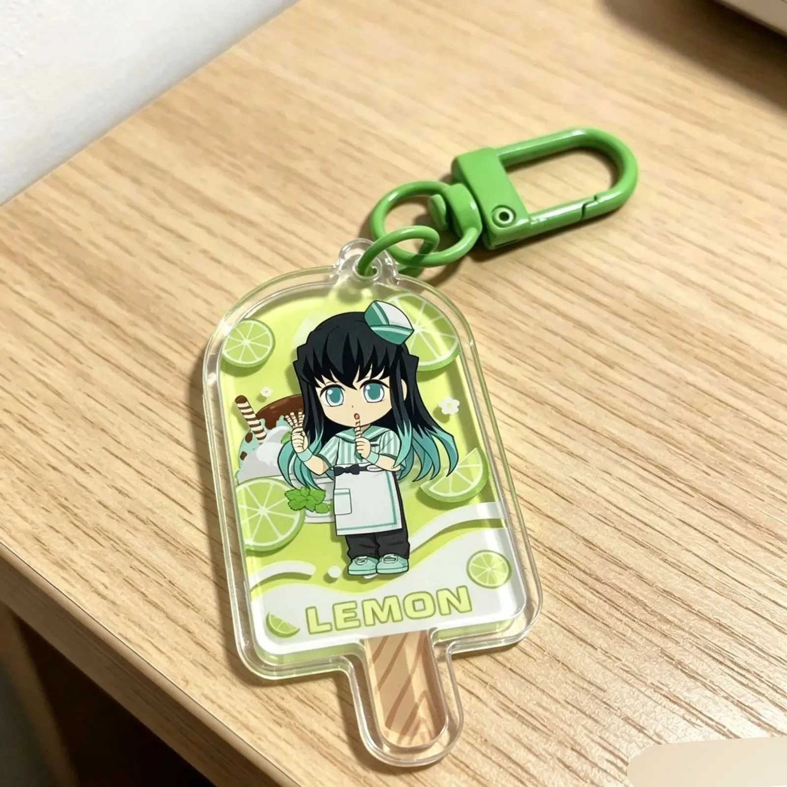 Demon Slayer Q Version Keychain, Ice Cream Style Tokitou Muichirou Tomioka Giyuu Cute Pendant, Exquisite Anime Accessories