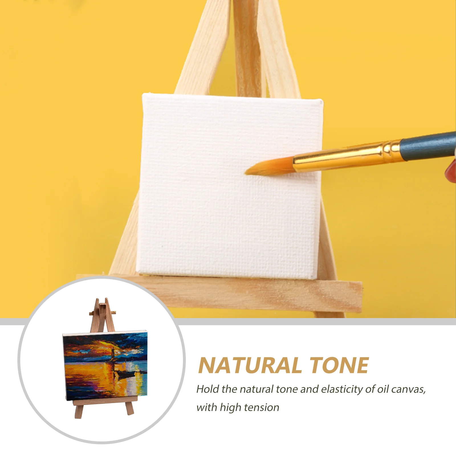 Imagem -02 - Mini Telas com Moldura de Lona para Pintura Acrílica Óleo em Branco Redondo com Suprimentos para Crianças 12 Peças