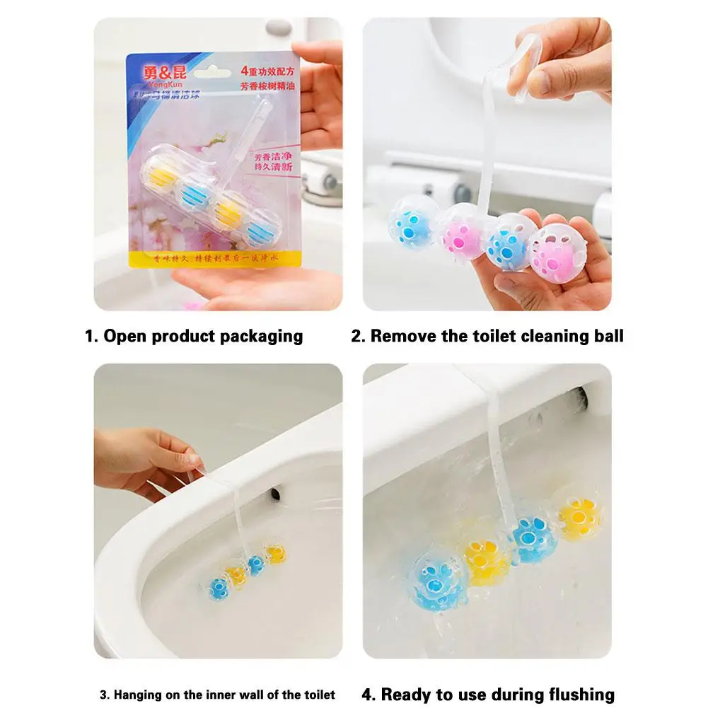 1 Bag Hanging Toilet Bowl Cleaner Balls Closestool Household Cleaner Bathroom Hanging Deodorant Dirt Hygiene X7c5