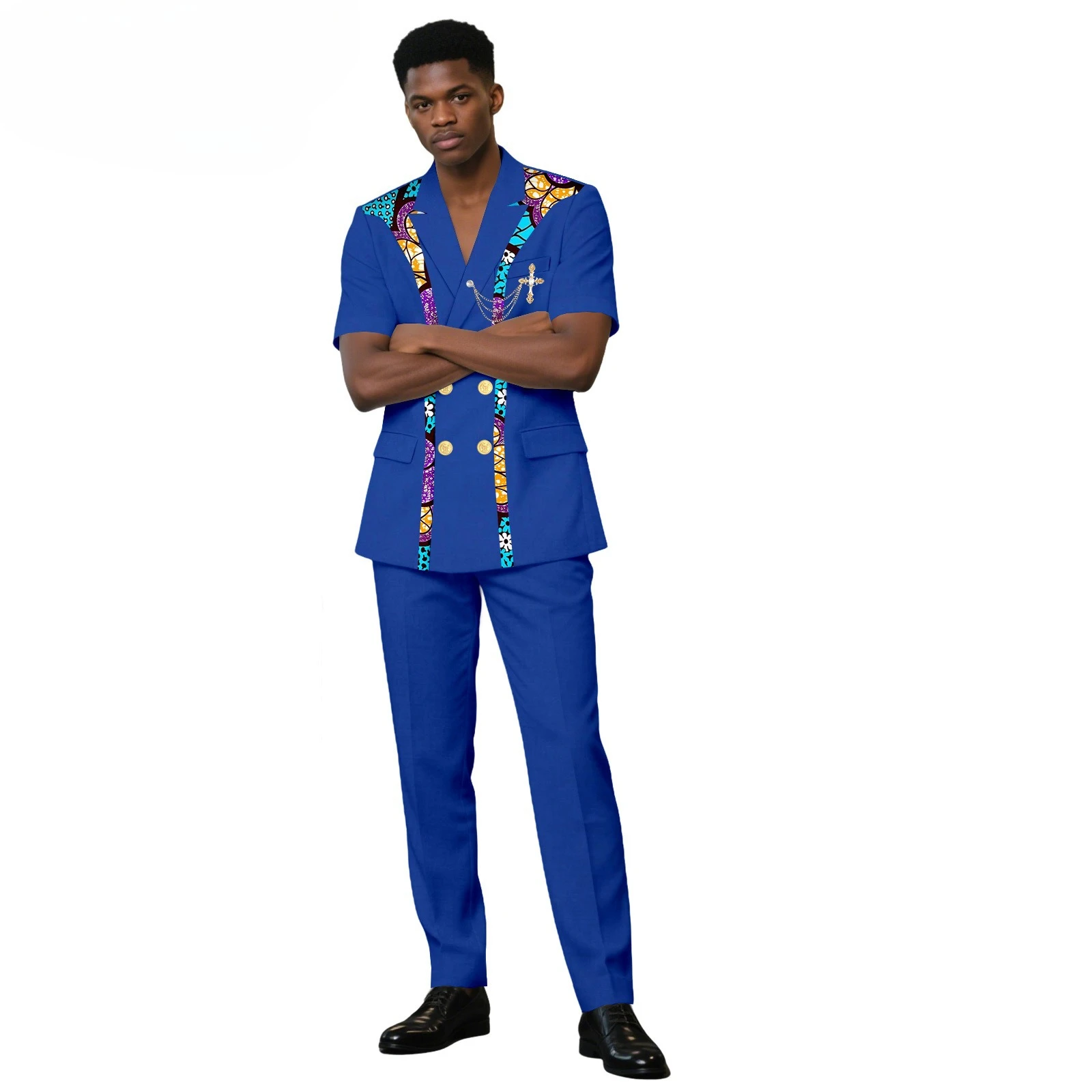 

African Ethnic Printed Cotton Men's Casual Set Print Shirt Short Sleeve Summer Casual Blouse Ankara A2516058 Mens Clothes