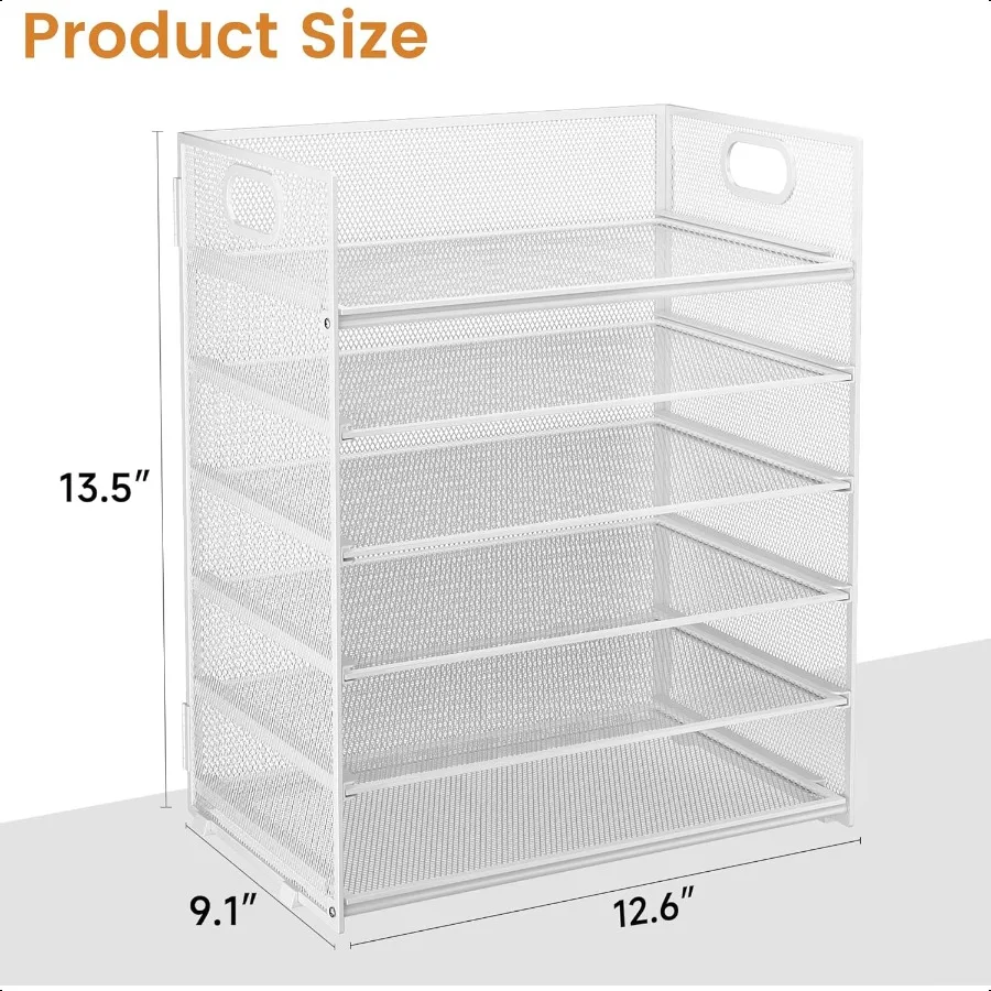 منظم ورق مكون من 6 طبقات للمكتب مع مقبض شبكي معدني مكتب مجلد ملفات مكتب ورقة رسالة صينية ملحقات منظم فارز f