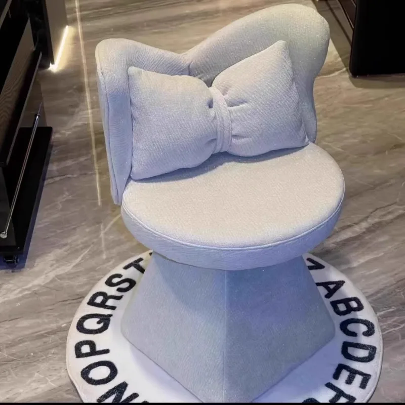 French Vanity Stool with Backrest Swivel Makeup Chair for Dressing Room Velvet Upholstered Designer Seat Elegant Bedroom Stools