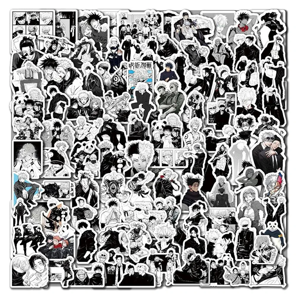 Autocollants anime Jujutsu Kaimmense pour enfants, décalcomanies graffiti cool, noir, blanc, manga, planche à roulettes, téléphone, ordinateur portable, jouet, 10 pièces, 30 pièces, 50 pièces, 100 pièces