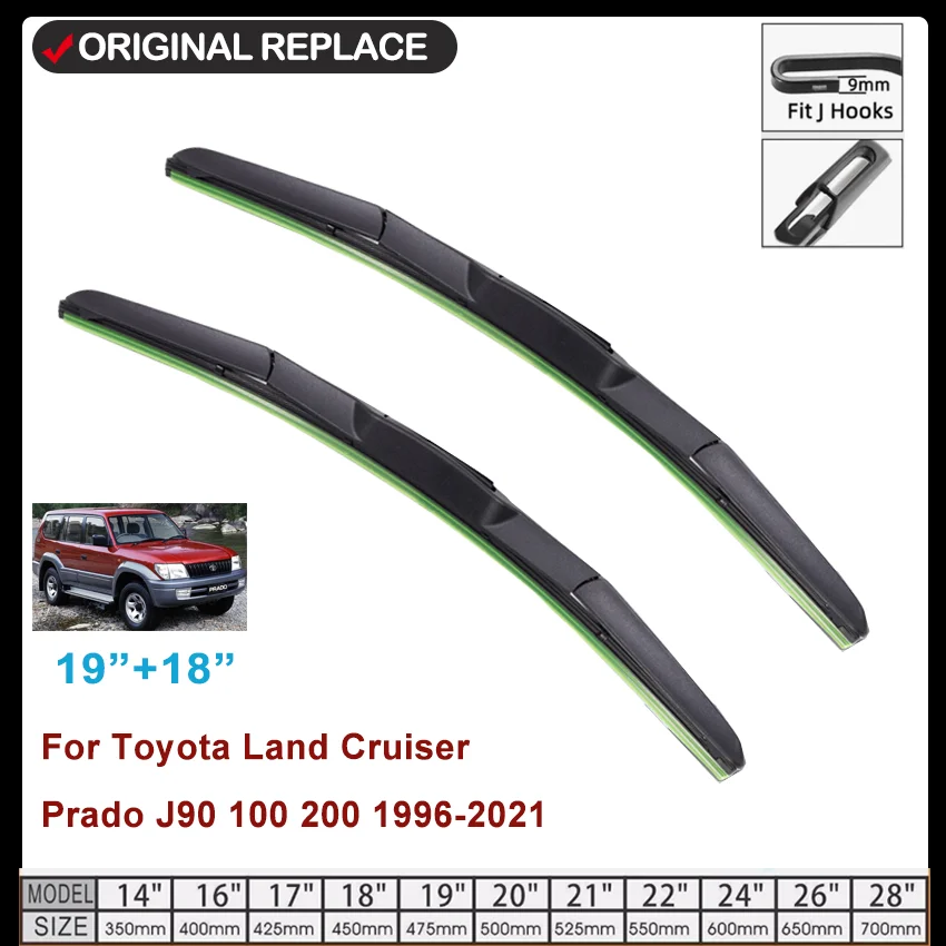 For Toyota Land Cruiser Prado J90 100 200 1996-2021 Car Accessories Front Windscreen Wiper Blade Brushes Wipers U Type J Hooks