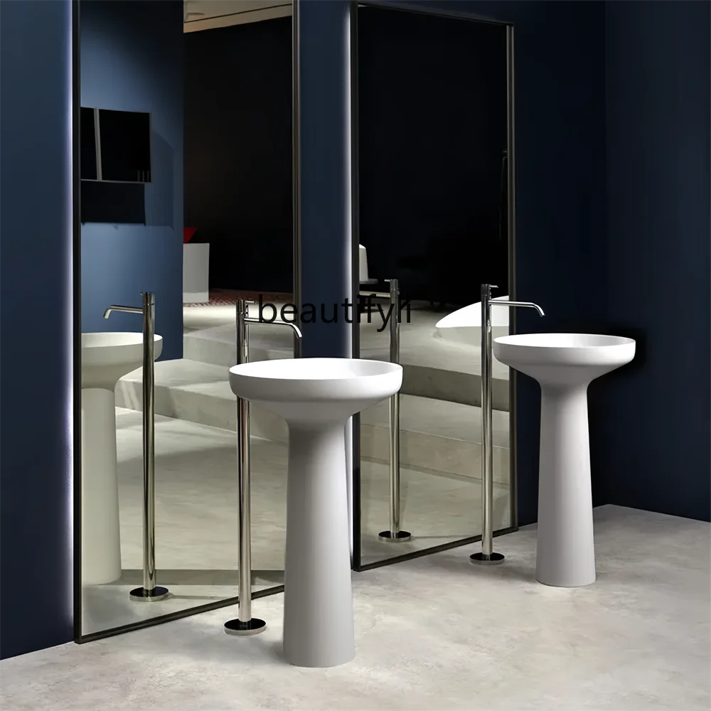 

Light gray artificial stone integrated molding floor-to-ceiling hand washing column basin bathroom villa garden hotel restaurant