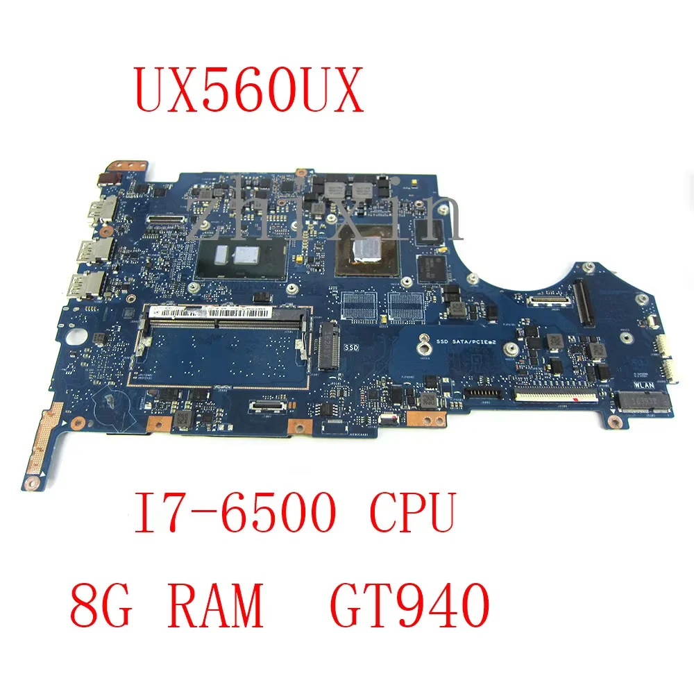 

Yourui для ASUS Q534UQ UX560UX UX560UQ UX560U, материнская плата для ноутбука с I7-6500U 8G GT940MX UX560UQK, полный тест