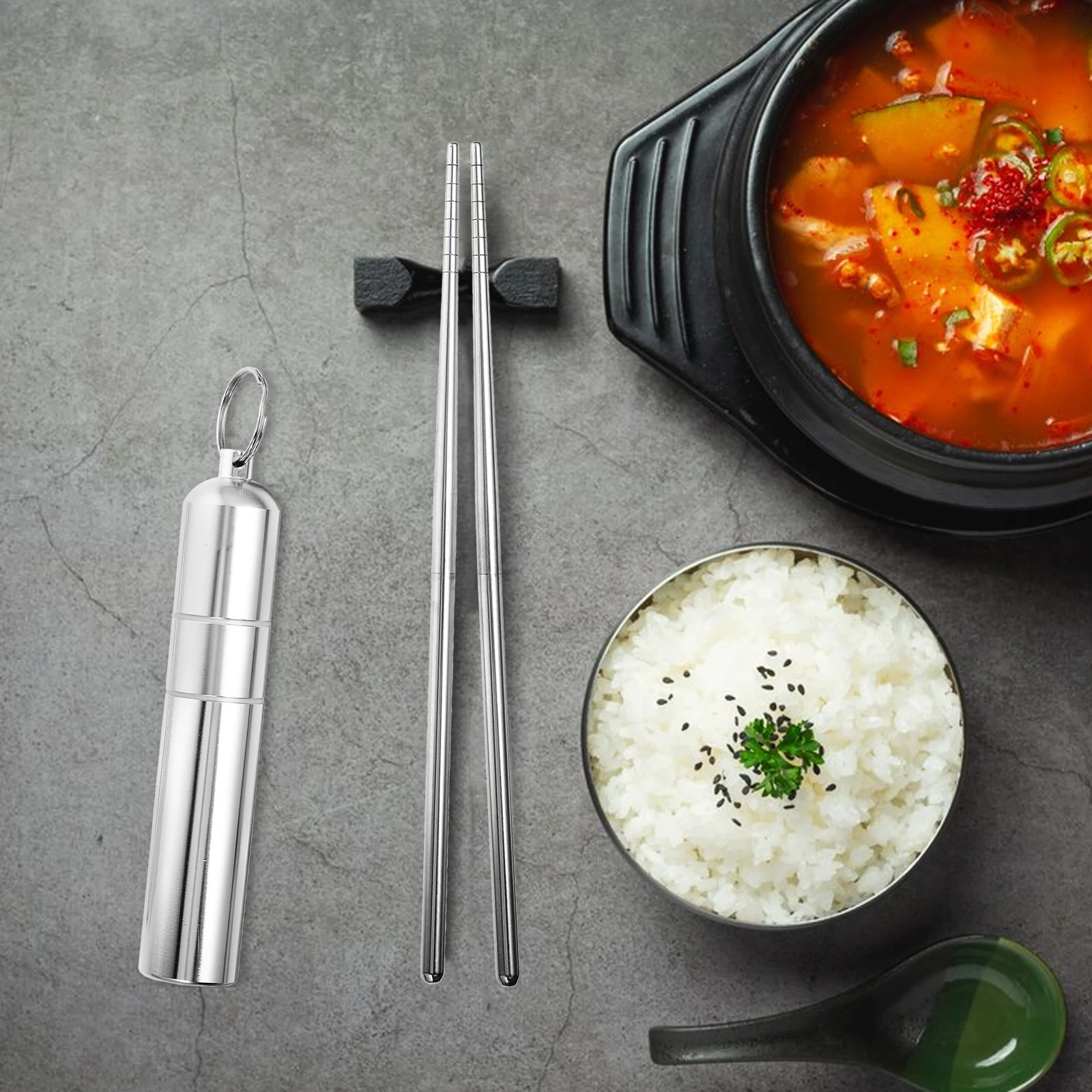 

1 Set Stainless Steel Chopsticks Cutlery Kit Portable Tableware For Indoor Outdoor Dining Party Wedding Use Dinnerware