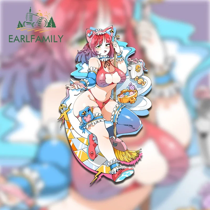 EARLFAMILY 13cm X 7.7cm Cat Girl Sexy Candy Car Stickers Simple Graffiti Decals Car Label Sunscreen Laptop Caravan Decor