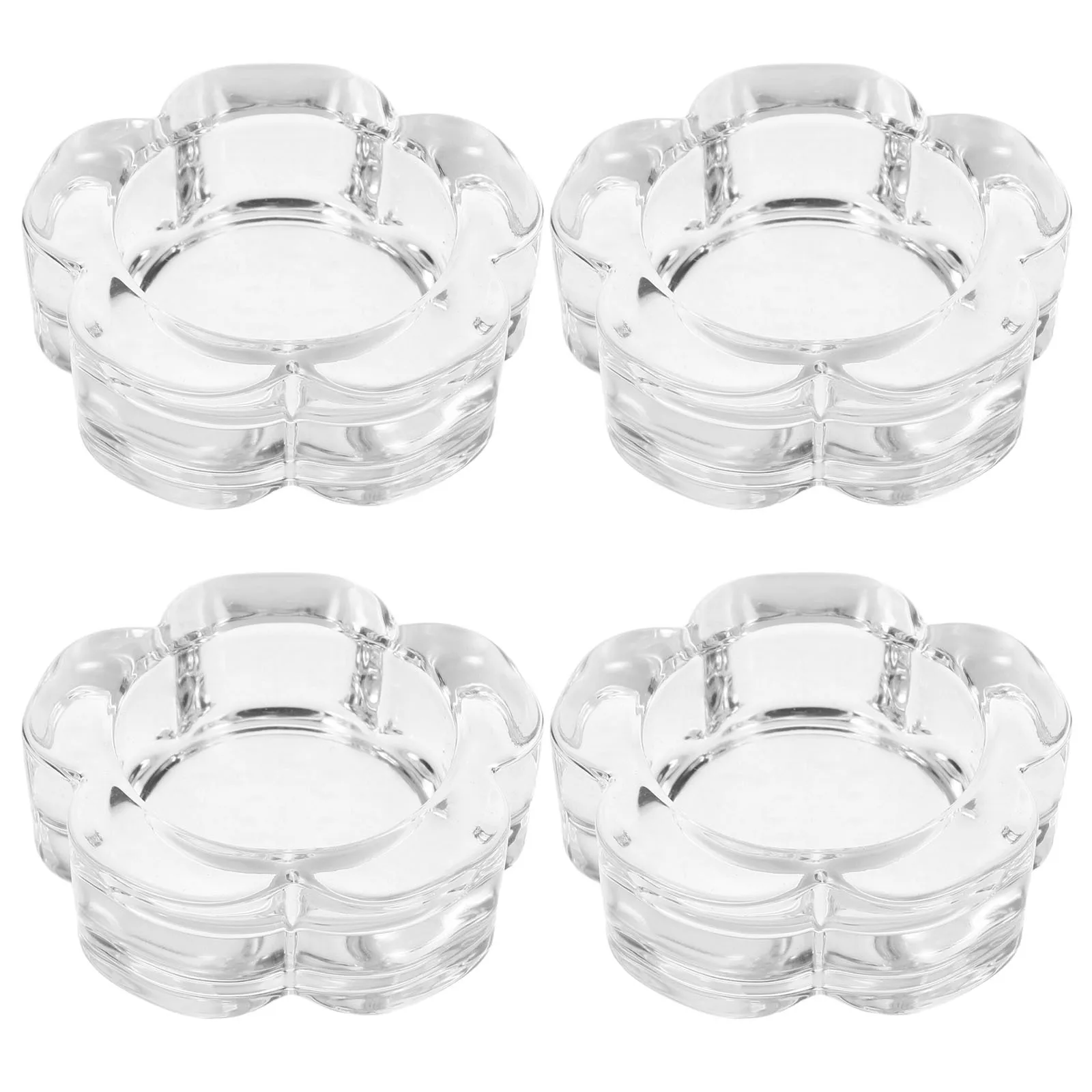 

4Pcs Vintage Plum Blossom Glass Candlestick Holders Transparent Tealight Cups for Living Room Nightstand Window Sill Ambiance