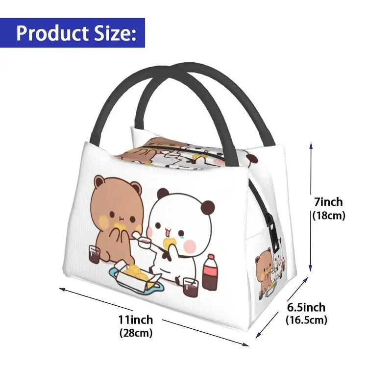 Kawaii mochi gato pêssego e goma sacos de almoço com isolamento térmico feminino resuable almoço tote para piquenique ao ar livre armazenamento refeição caixa de alimentos