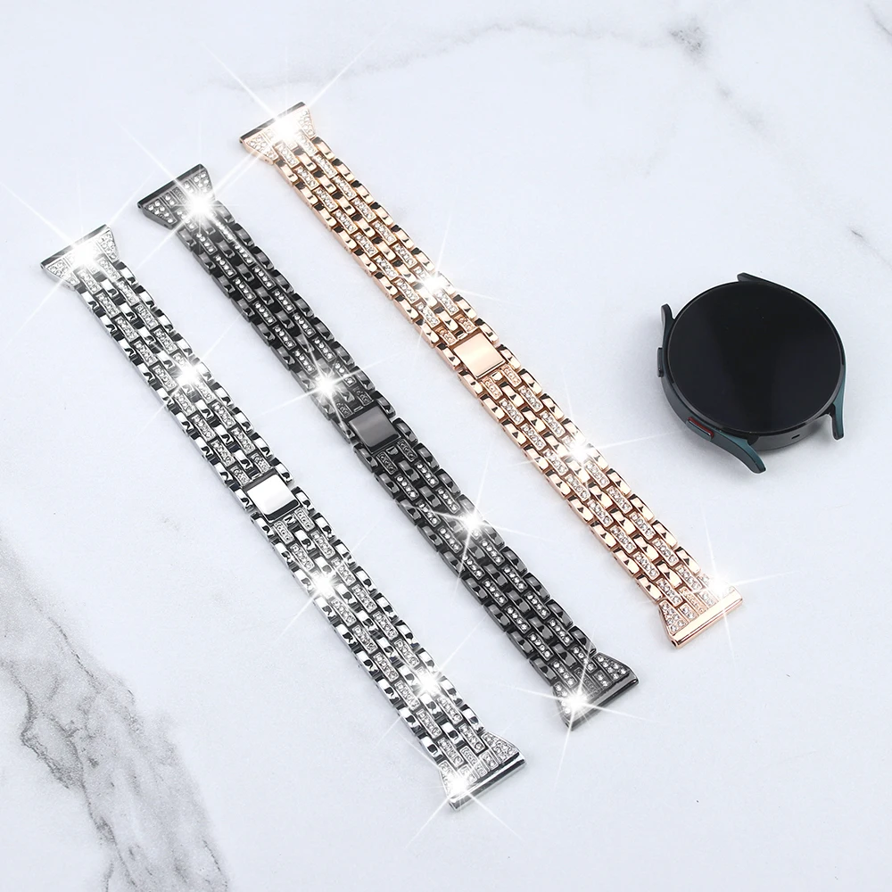 Metal Strap+Case for Samsung Galaxy Watch 4 5 6 40mm 44mm Band Woman Stainless Steel Diamond Shining Bracelet Cover Accessories