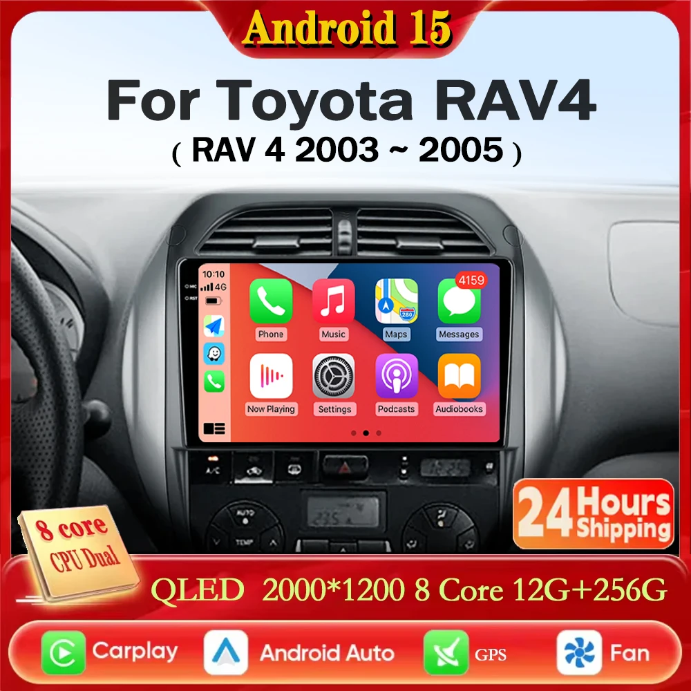 Android 15 Auto Radio para Toyota RAV4 RAV 4 2003 2004 2005 DSP Carplay navegación GPS reproductor de vídeo Multimedia estéreo 2din DVD