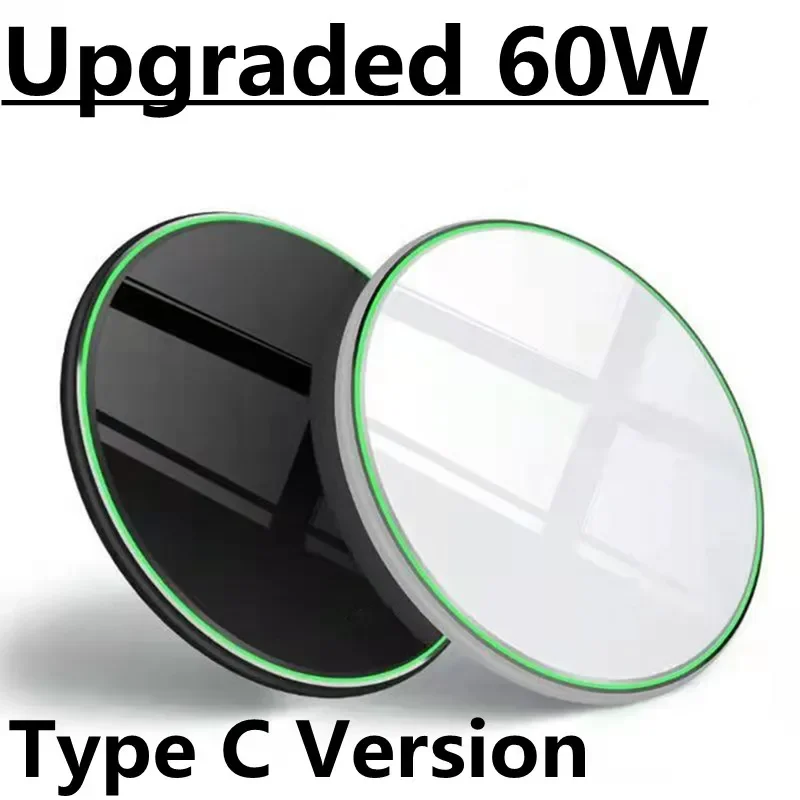 

60W Wireless Charger Pad for iPhone 16 15 14 13 12 Pro Max X Samsung Xiaomi Phone Chargers Induction Fast Charging Dock Station