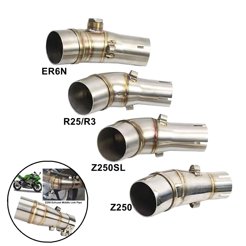 Motorcycle Exhaust Middle Link Pipe Muffler Adapter 51mm Connect Pipe Middle Section For Kawasaki ER6N Z250 Z250SL R25 R3