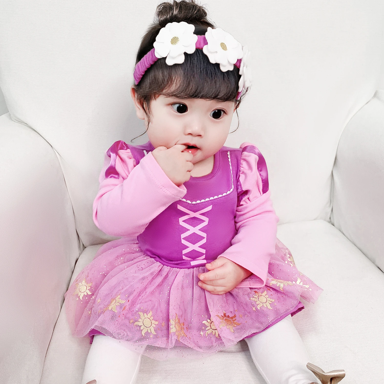 Umorden 6-24M Infant Baby Girls Princess Rapunzel Costume Romper Tutu Dress With Headband Birthhday Party Fancy Dress