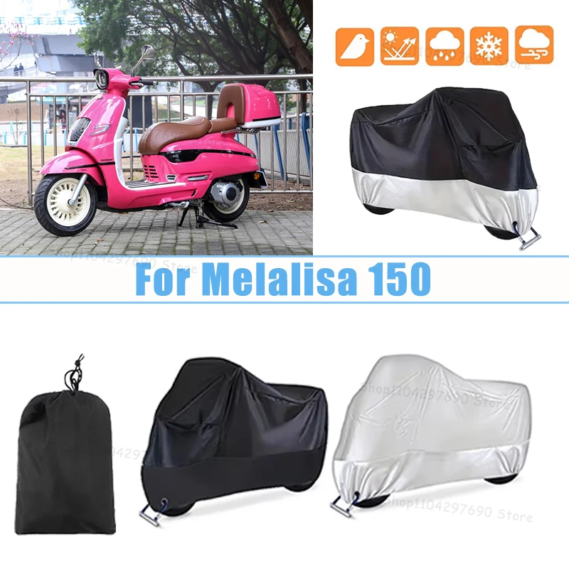 210D Oxford Motorcycle Cover Waterproof All Season UV Protection For Melalisa 150 Anti-Tear Windproof Motorbike Cover