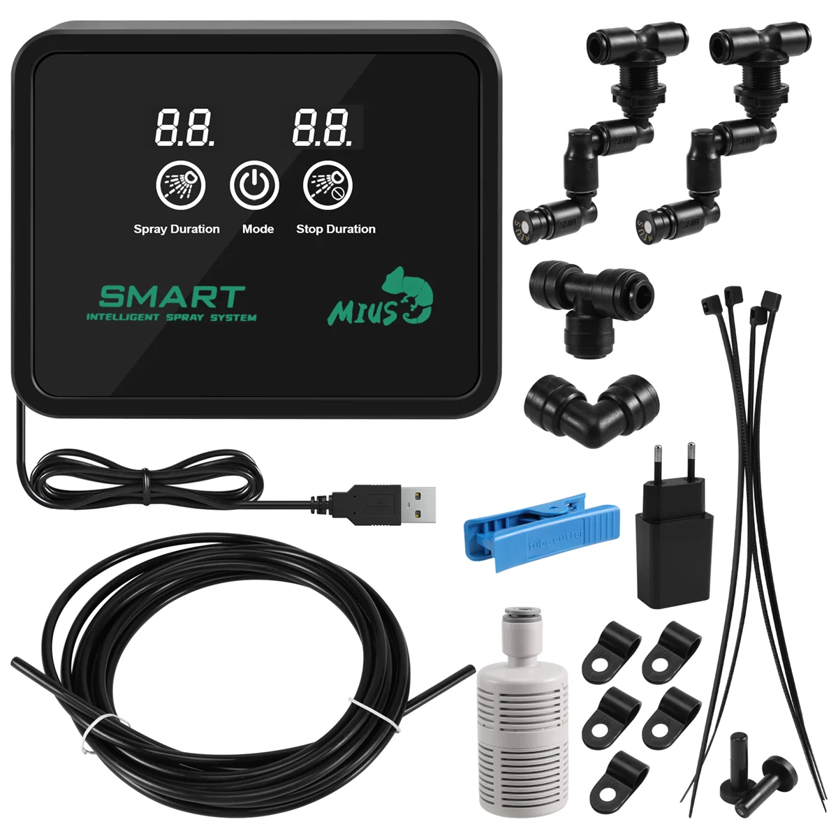 

A42F MIUS Intelligent Automatic Mist Spray System Set Electronic Timer LCD Screen Sprinkler Controller Terrarium Spraying Kit