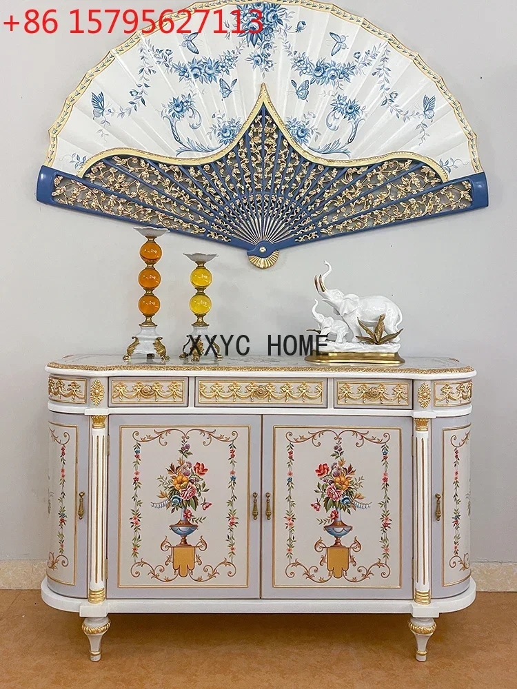 

Французский роскошный классический шкаф-витрина ручной росписи в европейском стиле для виллы, из массива дерева, для прихожей