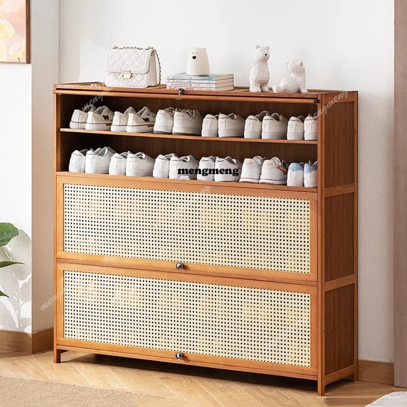 Italian Minimalist Organizer Shoe Cabinet Wooden Shelves Slippers Hidden Shoe Shelf Designer Bedroom Zapatero Hotel Furniture