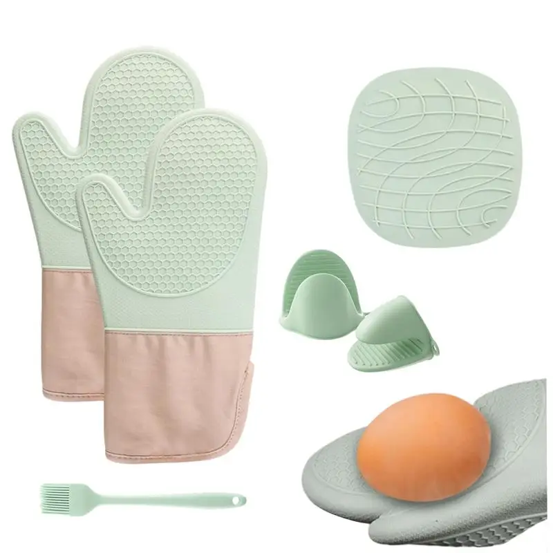 

Silicone Oven Mitts BBQ Silicone Mittens With Multiple Uses Easy To Clean Mitts With Effective Heat Protection For Barbecuing