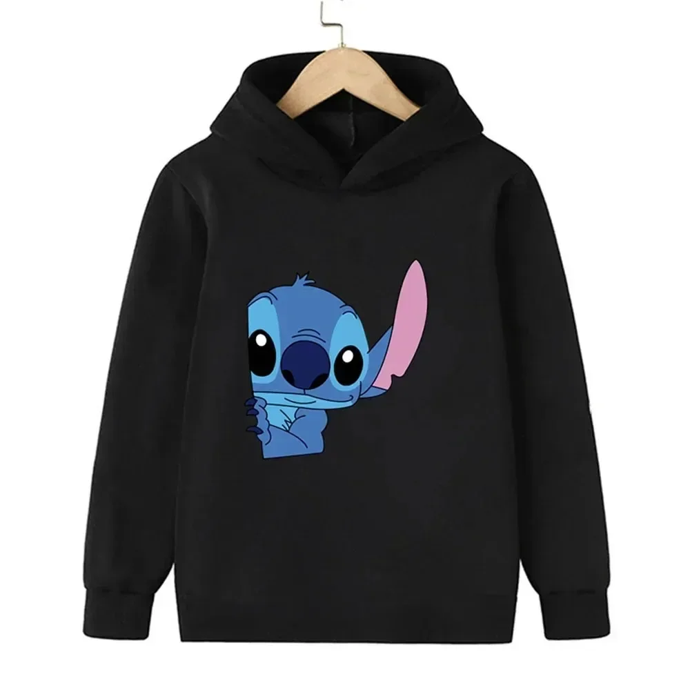 Disney Stitch Kawaii Printed Children's Clothing 3-14 Years Old Boys Girls Sweatshirt Pullover Casual Sports Kid Baby Clothes