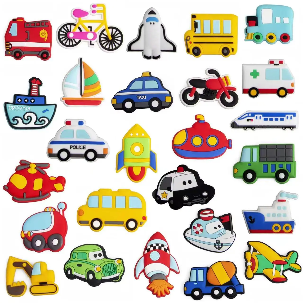 5Pcs Creative Cartoon Car Fridge Magnets For Kids Small Size Silicon Gel Magnetic Fridge Magnet Animal Magnets