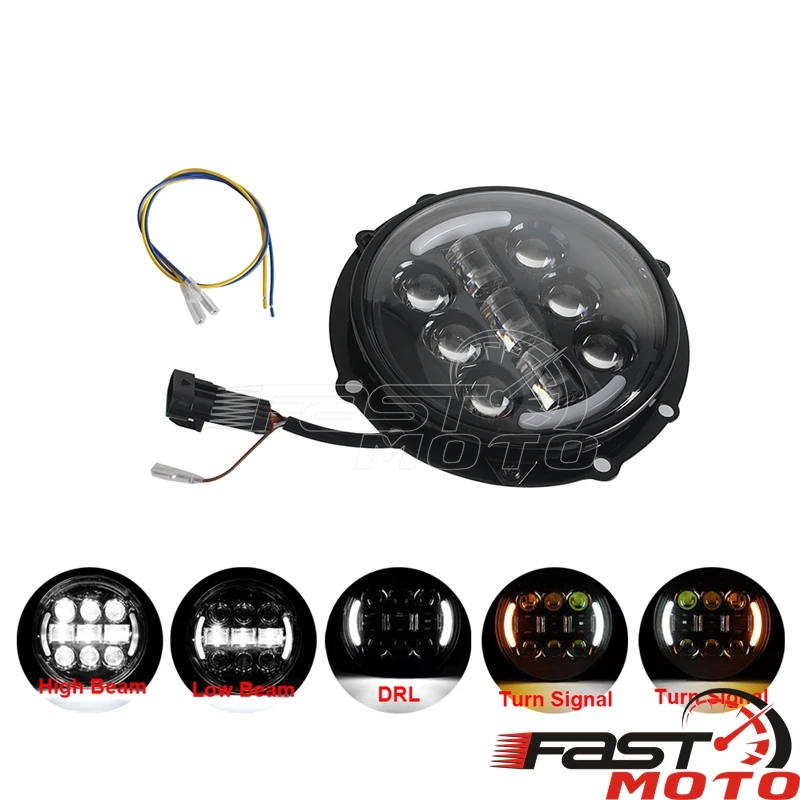 LED Koplamp met Montagebeugel Ring Hi/Lo Beam DRL Richtingaanwijzer Koplamp Voor Harley Softail Low Rider ST EI Diablo 2022-