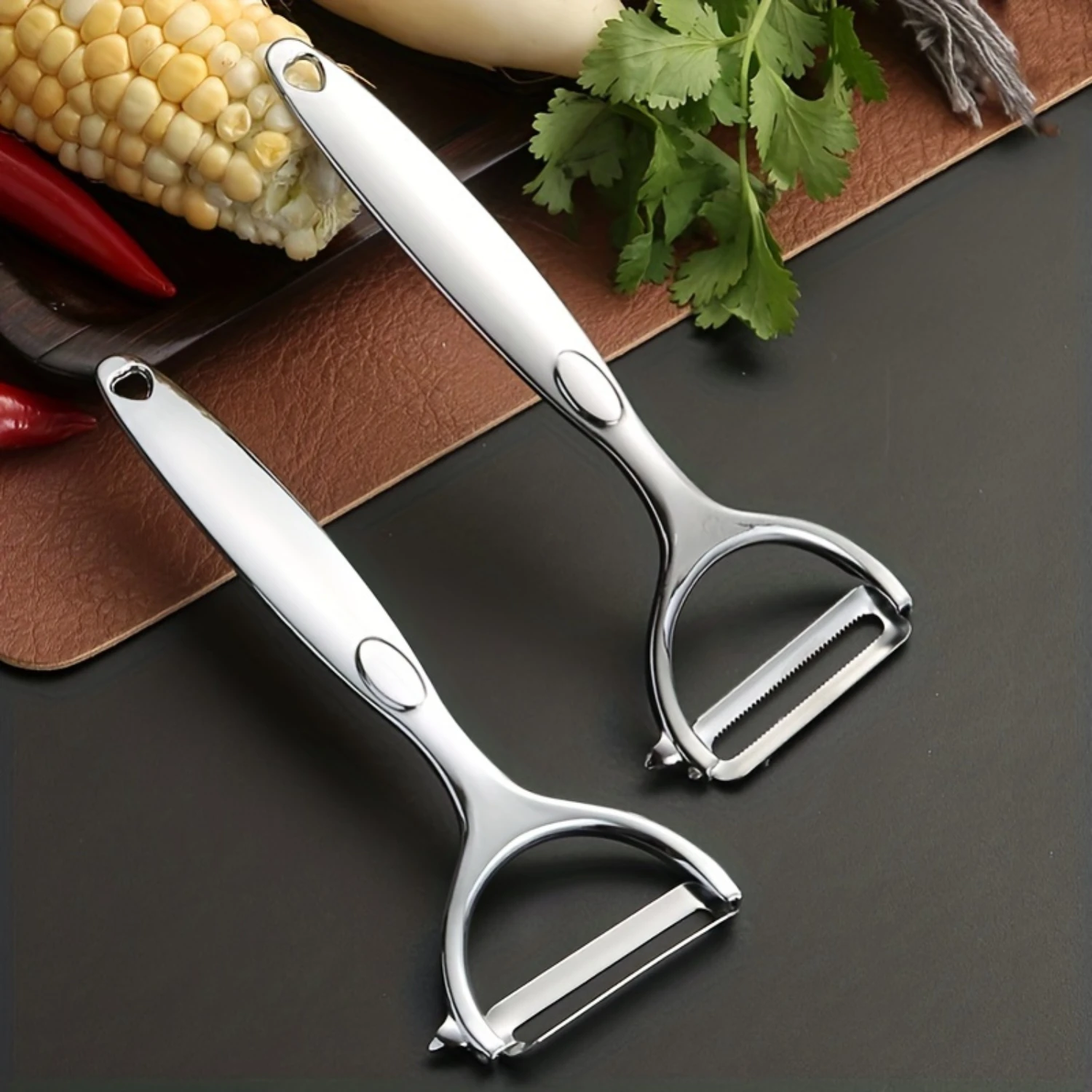2-Piece Stainless Steel Peeler Set - Flat & Serrated Blades For Easy Fruit, Vegetable & Potato Peeling And Grating
