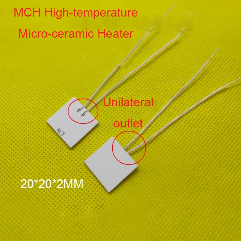

20*20*2 мм MCH Высокотемпературный керамический нагреватель Высокотемпературный Быстрая температура Уменьшает температуру 500 ℃ Односторонний