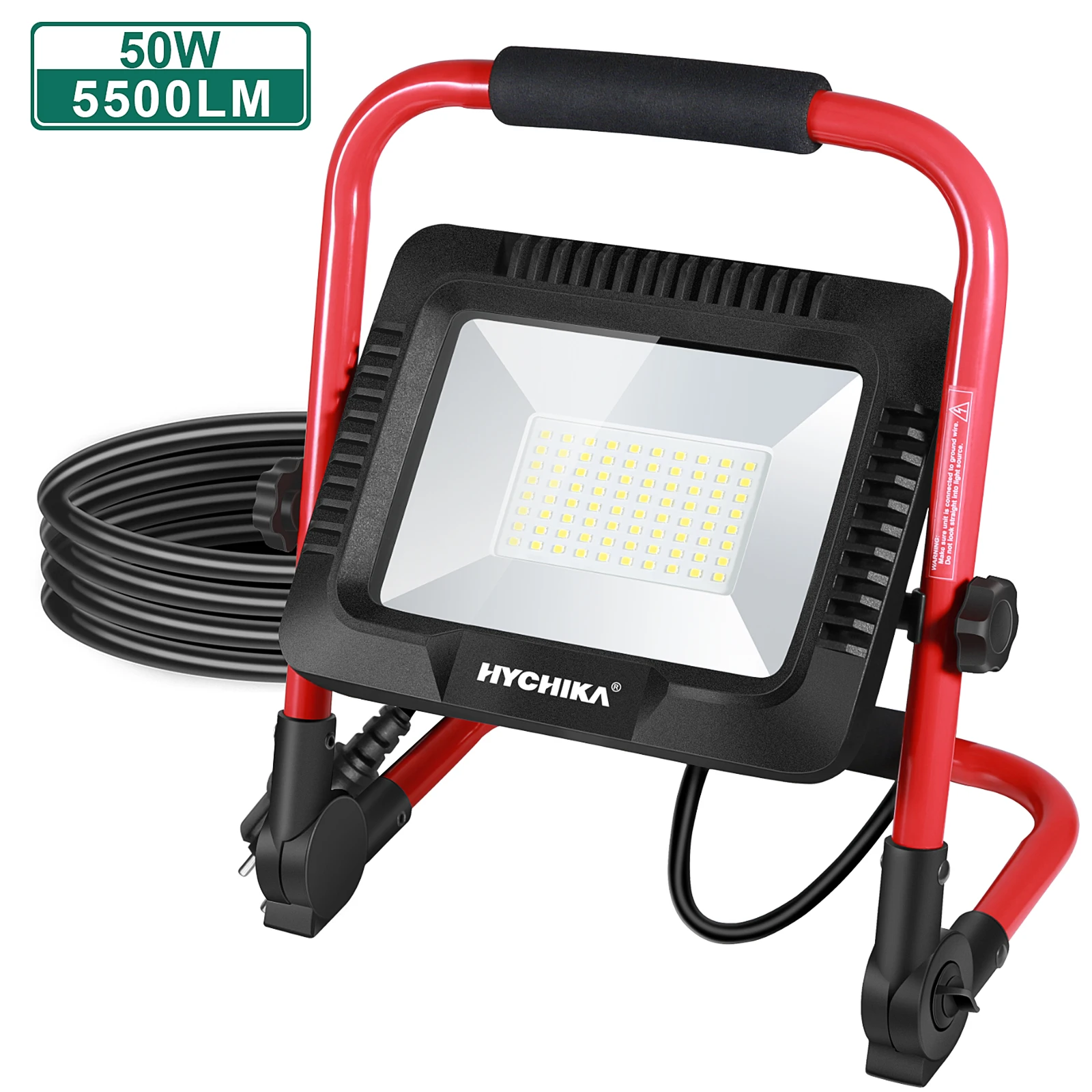 HYCHIKA IP65 Waterproof Portable Work Lamp 230V 50W LED Construction Spotlight 5500LM Light Outdoor Tools