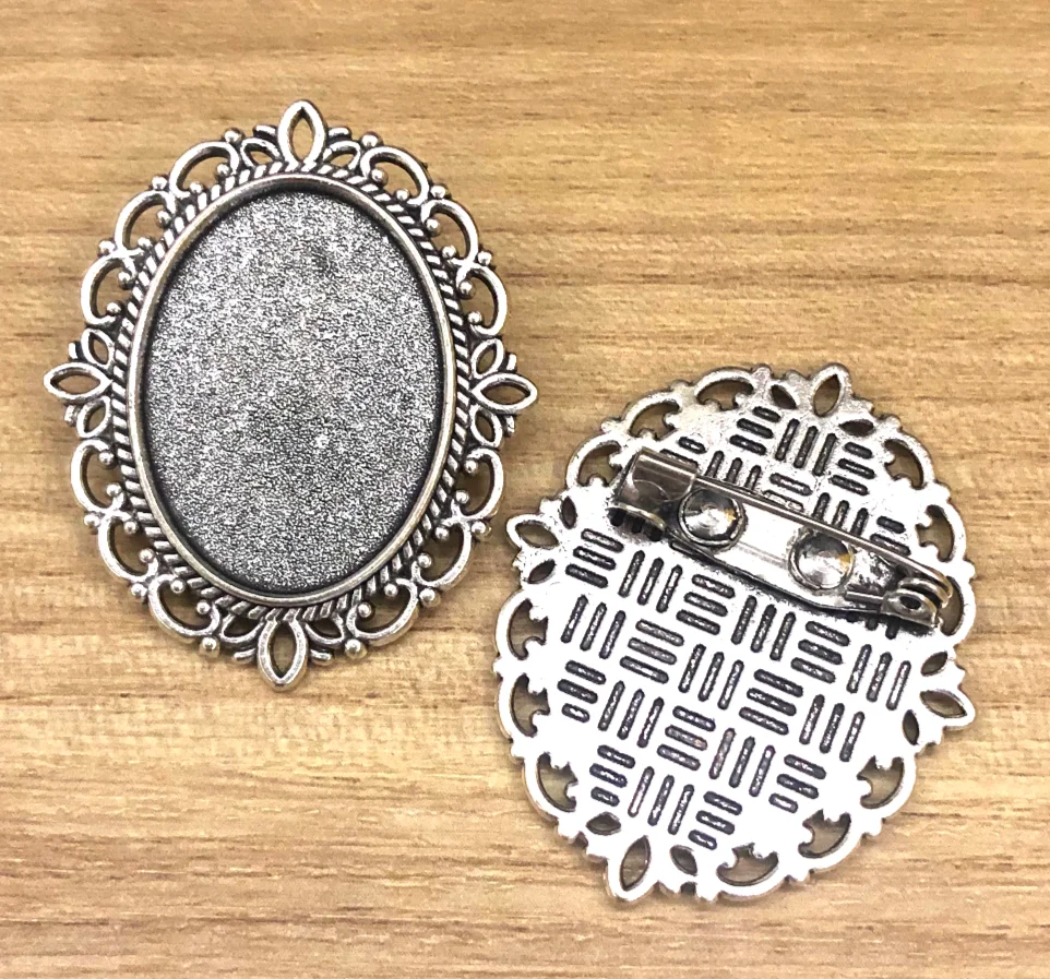 

3pcs inner size 18*25mm Vintage brooch cabochon setting for DIY findings Alloy metal HWSY0060 handmade accessories