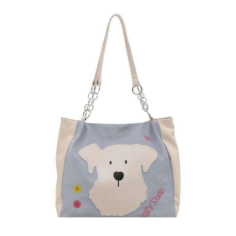 

New Fashion Cute Cartoon Puppy Portable Tote Bag Girls Shopping Double Color Casual Shoulder Bag