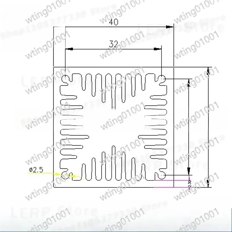 for Triode High Power Air Cooled Radiator 40x40x100mm Aluminum Profile Heat Sink with Wind Tunnel Design Efficient Thermal