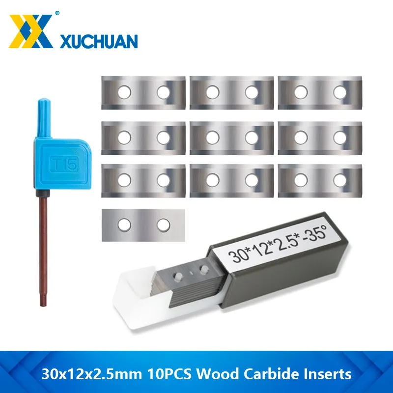 

Wood Turning Tool Square 30x12x2.5mm 1.18 inch Carbide Inserts Cutter Blades 2 Edges for Woodworking Groove Helical Planer