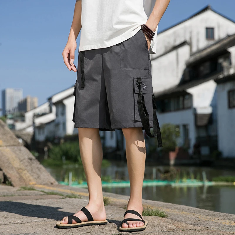 

Мужские летние тонкие рабочие шорты-бриджи свободного кроя, дышащие, удобные, прямые, повседневные