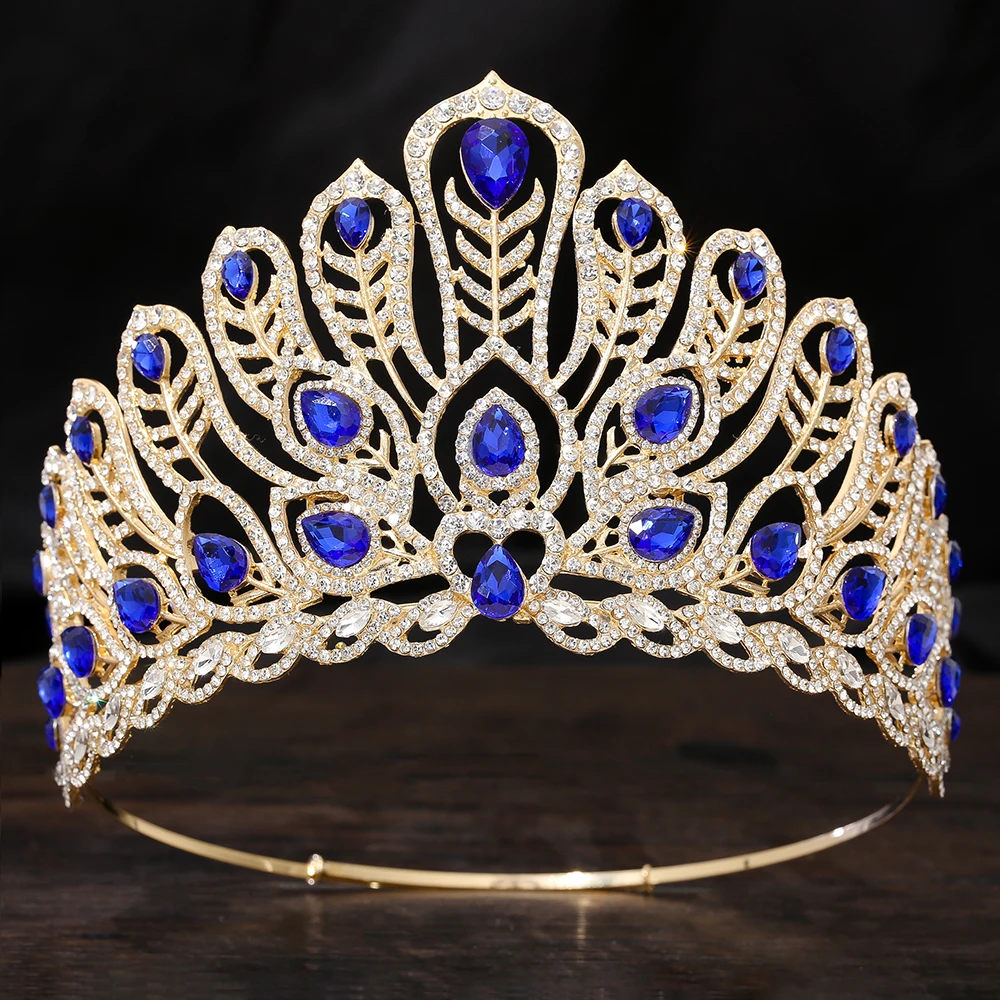 

YILIN New Royal Queen Baroque Large Diadem Bridal Crown Pageant Miss Headdress Bride Wedding Dress Hair Jewelry Accessories