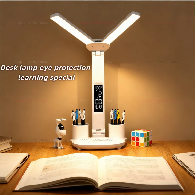 مصباح مكتبي LED قابل لإعادة الشحن يعمل باللمس يعتم حماية العين بجانب السرير ضوء قراءة للأطفال ضوء ليلي محمول للدراسة