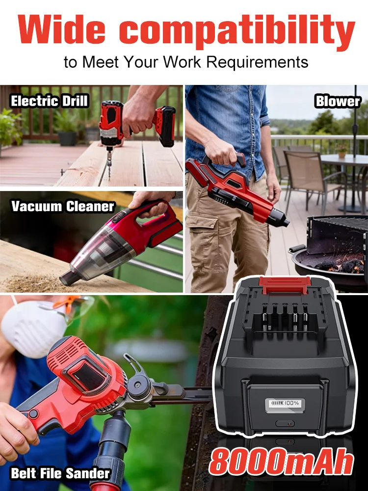 Für EINHELL EIN18C2 18V 8000mAh Li-Ionen-Akku, kompatibel mit Power X-Change PX-BAT4 PX-BAT52 GE-LC 18 Li-Serie