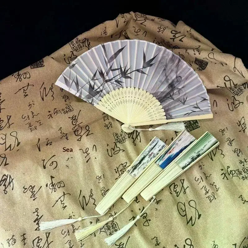 1개 접이식 부채 중국풍 빈티지 대나무 태슬 댄스 핸드 - Art And Craft Photos 리뷰 및 가격