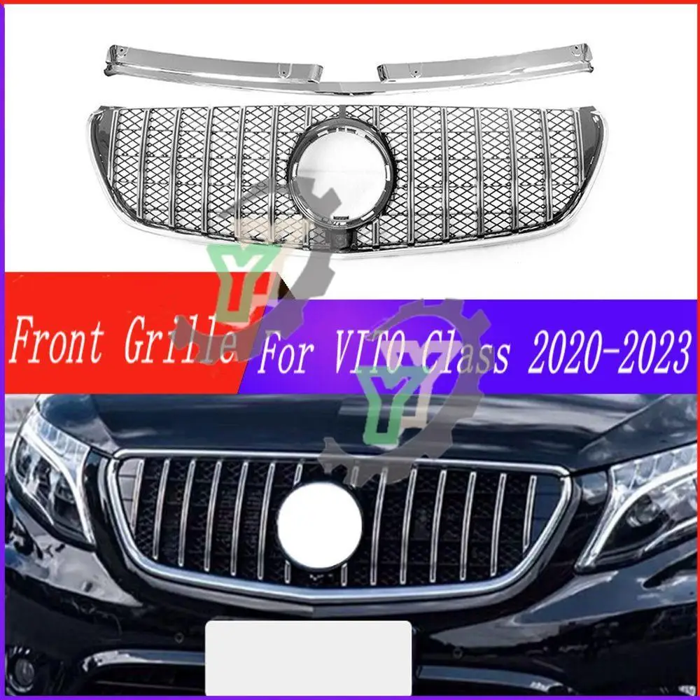 2020-2023 Front Grille For Ben VITO Class Diamond Grille Black Silver for V260 V250 Front Bumper Racing Grill for Vito GT Style