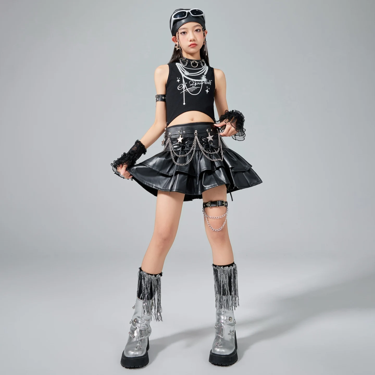 Vêtements de rue pour enfants, vêtements Hip Hop pour filles, Costumes de danse Jazz, tenues K-pop pour enfants, Costumes de spectacle sur scène XS9993