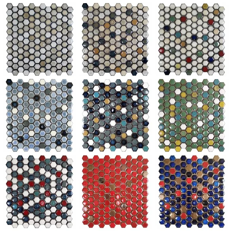 30x30cm Ceramic Pebble Mosaic Fragments Hot Spring Pool Fish Pool Fragments Toilet Non-slip and Anti-friction Tile Sheet